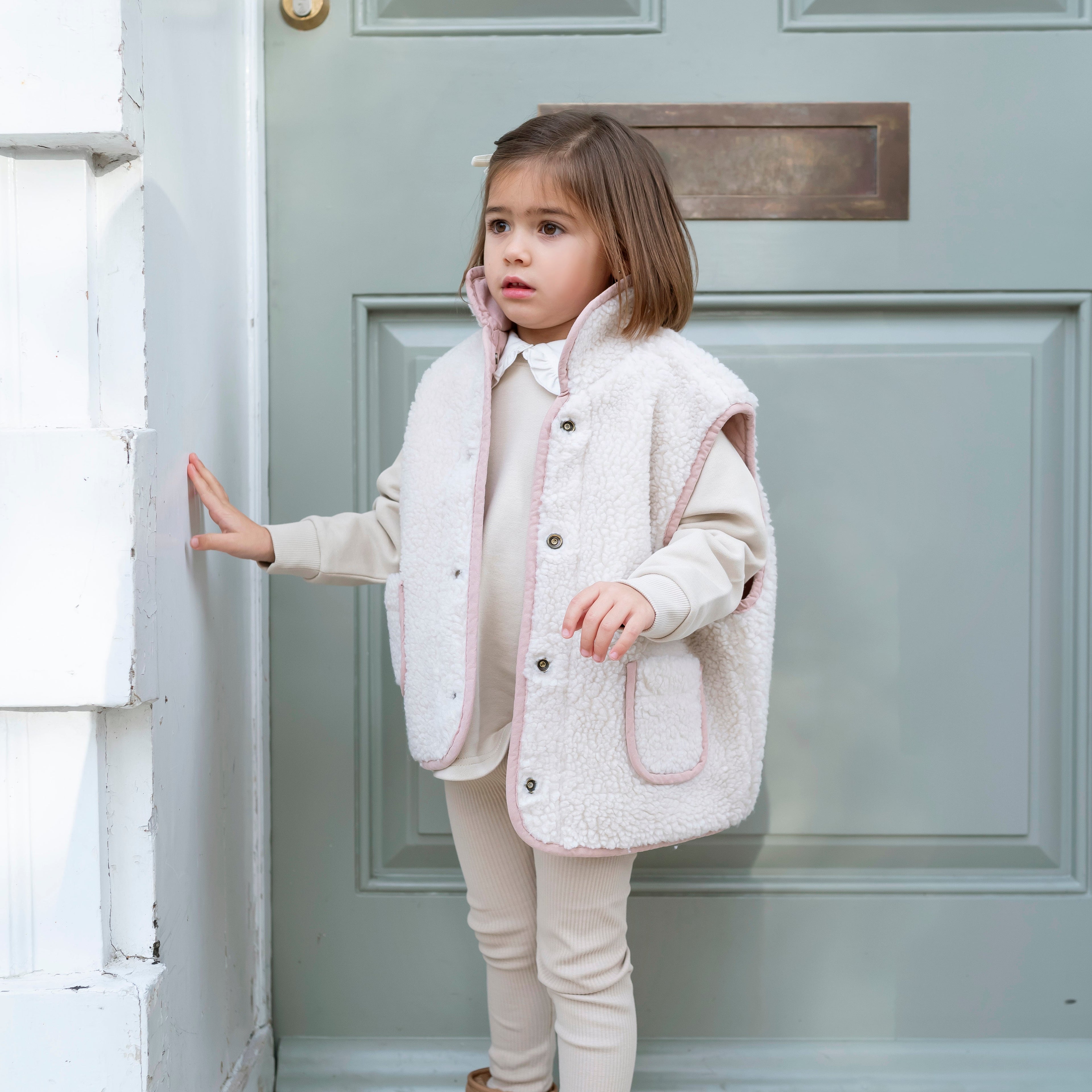 Reversible Teddy Body Warmer - Dusky Pink