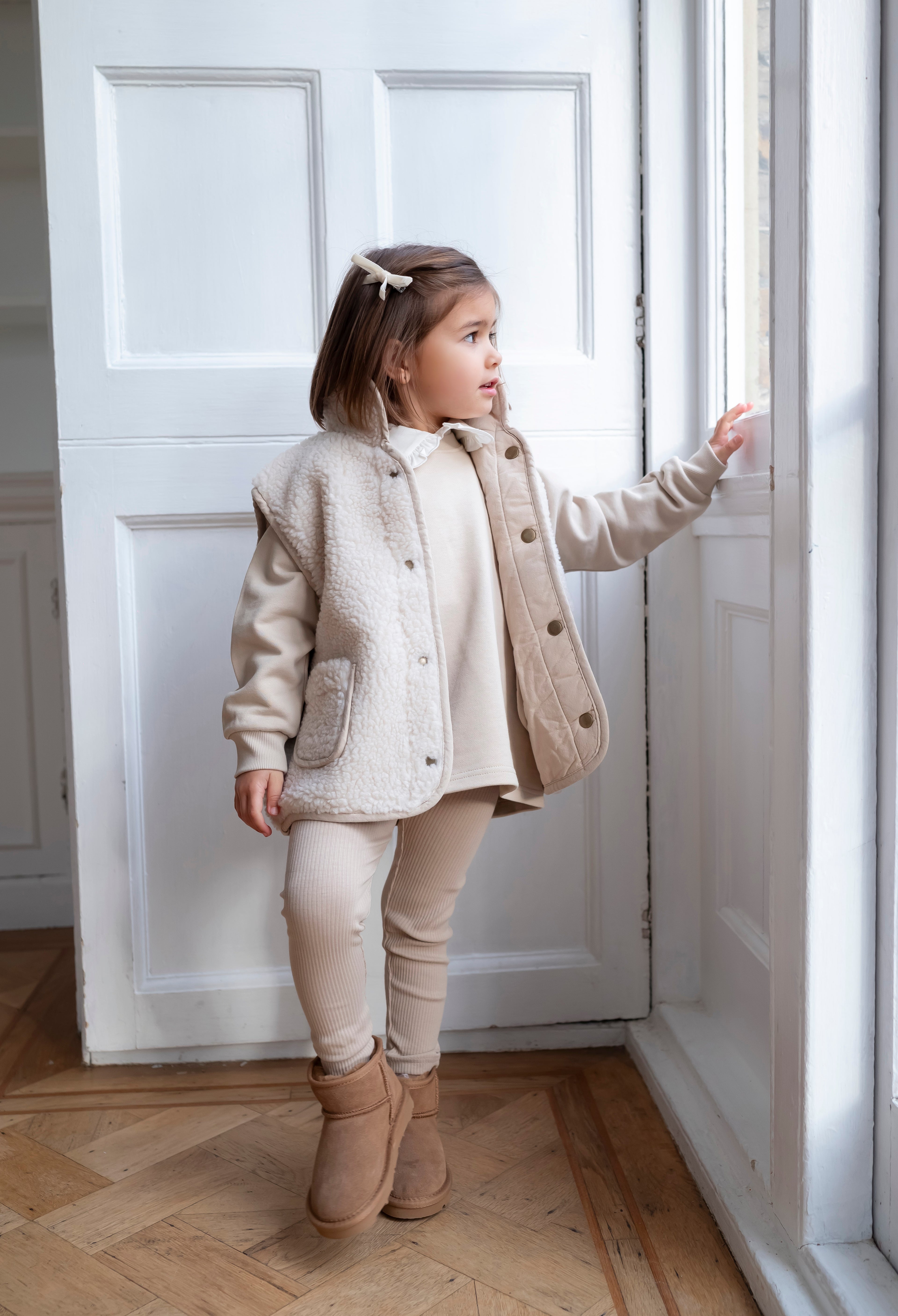 Reversible Teddy Body Warmer - Stone