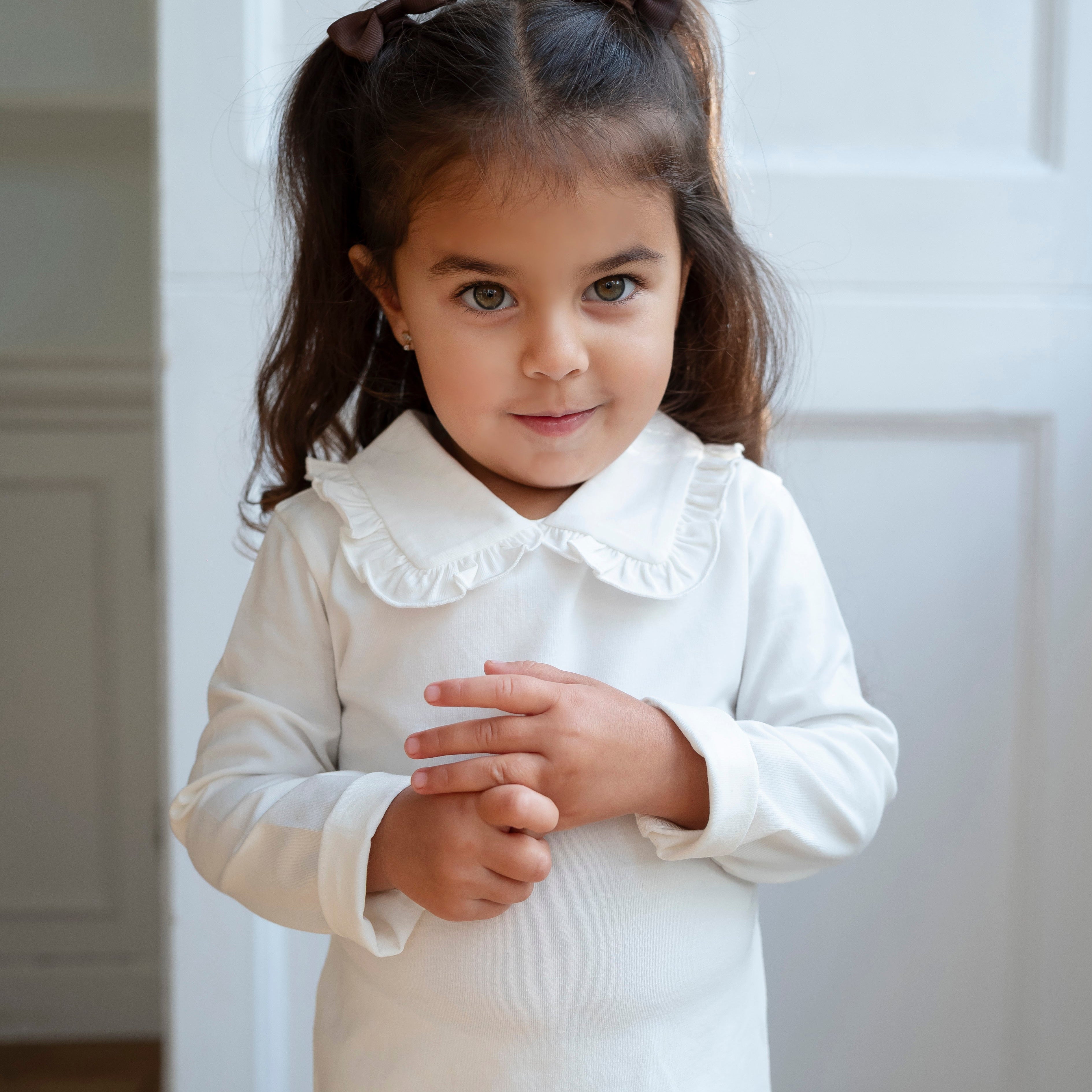Cotton Frill Collar Top - Ivory